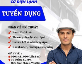Tuyển Dụng Nhân Viên Kỹ Thuật - 06 Nam